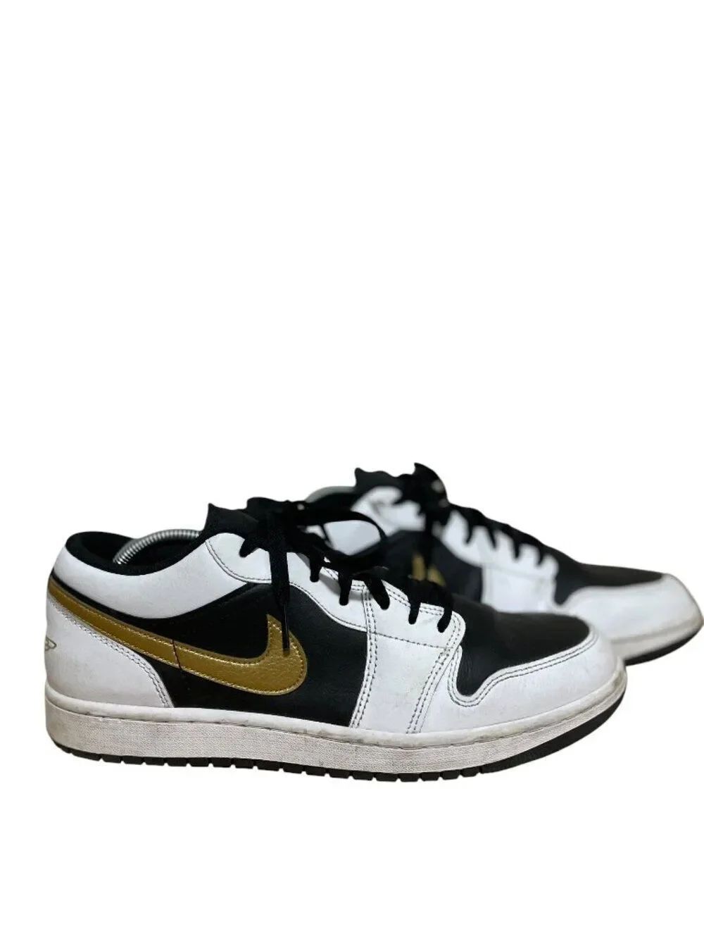 Nike Air Jordan 1 Low White Black Metallic Gold 553558-172 Men's Size 11